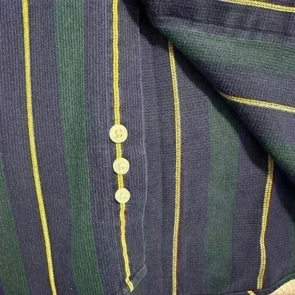 Vintage Tommy Hilfiger Vertical Stripe Button Down Shirt Green‎ White Yellow XL - Picture 8 of 9